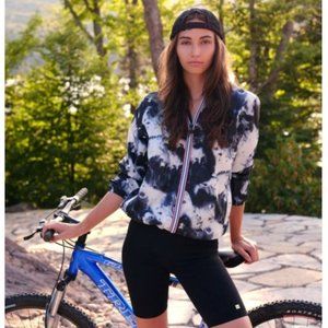 08 Lifestyle Sloan Oil Marble Print Full Zip Packable Rain Jacket Women's Size S
